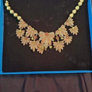 Heidi Daus Green and Gold Floral Necklace